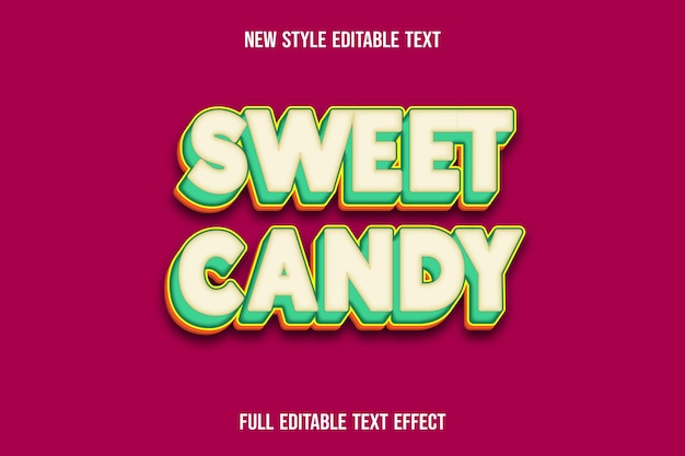 Text effect 3d sweet candy color yellow and green