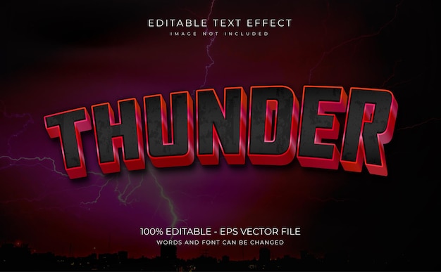 Text effect 3d thunder concept Premium Vector