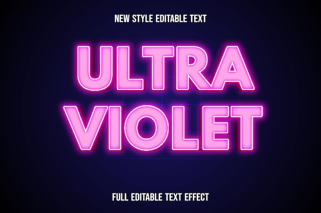 Text effect 3d ultra violet color white and pink gradient