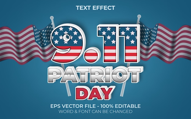 Vector text effect 911 patriot day style editable text effect