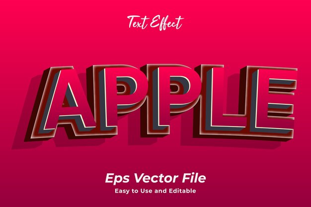 Text effect Apple Easy to use and editable Premium vector