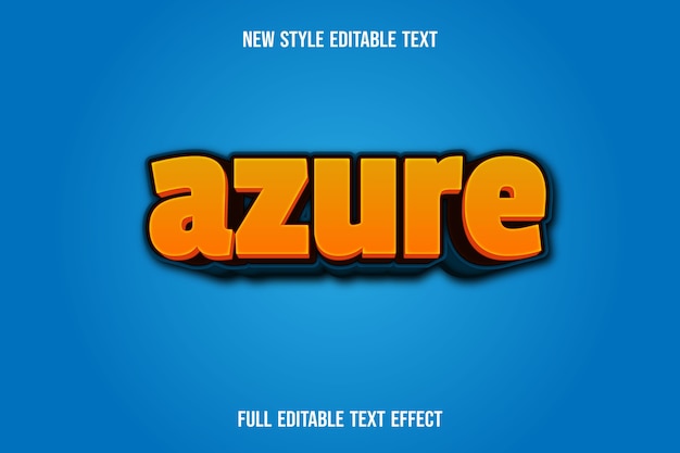 Text effect azure color orange and brue gradient