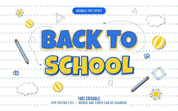 Vector text effect back to school