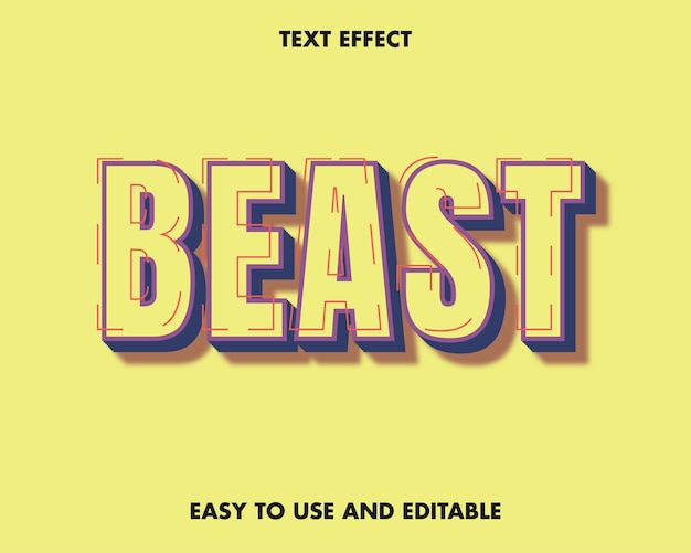 텍스트 효과-Beast. 편집 가능한 글꼴 스타일.