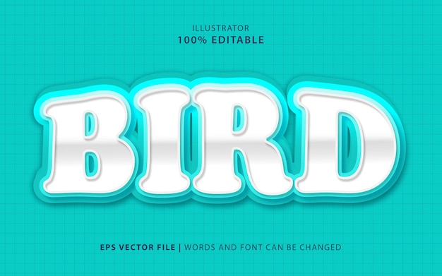 Vector text effect bird blue editable free vector