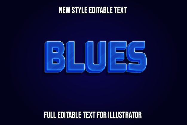 Vector text effect blues color blue and black gradient