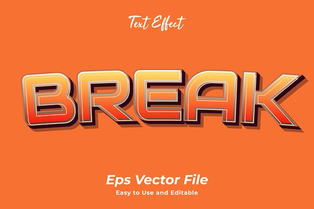 Text effect Break Editable and easy to use Premium vector