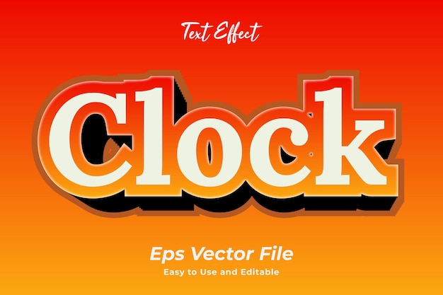 Текстовый эффект часы. редактируемый и простой в использовании. премиум вектор