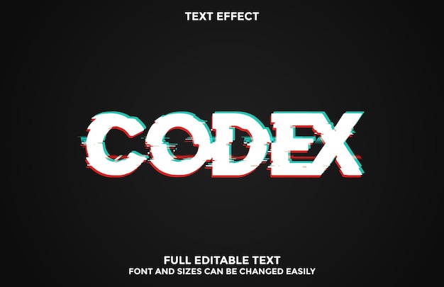 Текстовый эффект codex glitch design