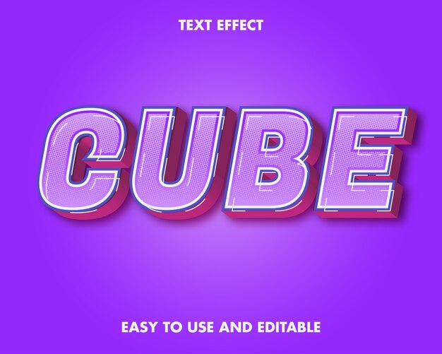 Vector text effect cube. editable font style.