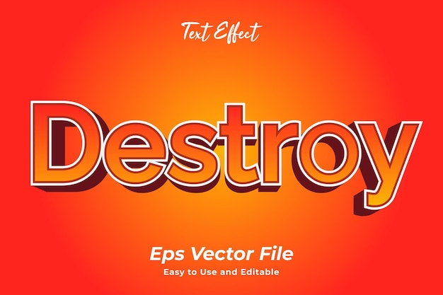 Text effect Destroy Editable and easy to use Premium vector