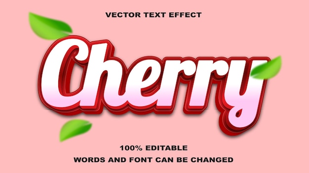 Vector text effect editable chery red and white