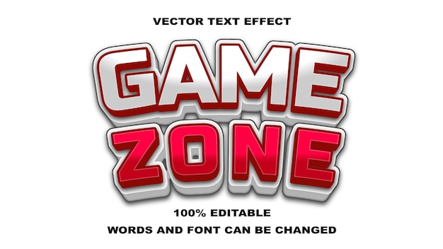 Text effect editable game zone white and red