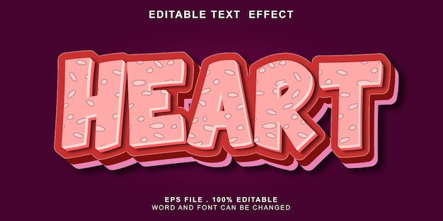 Text effect editable heart