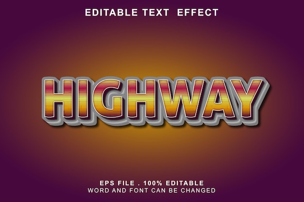 Text effect editable highway