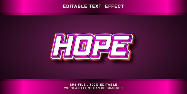 Vector text effect editable hope