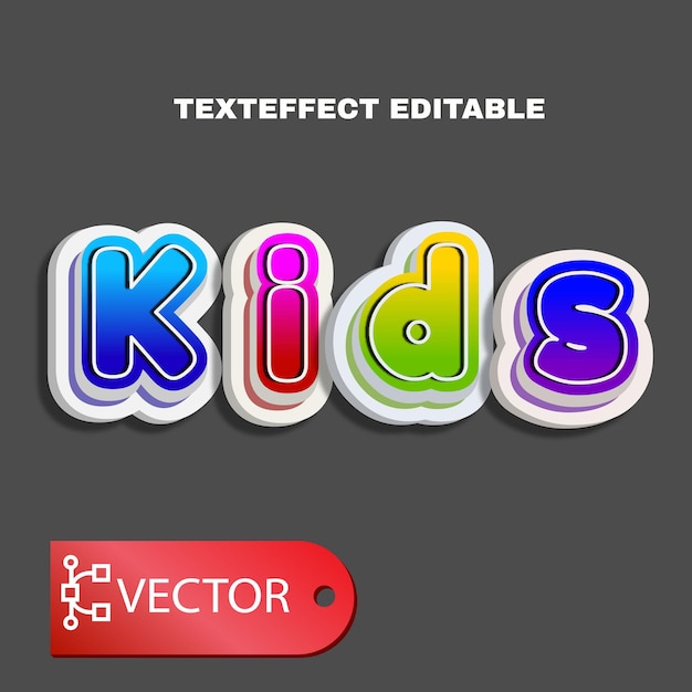 Vector text effect editable kids