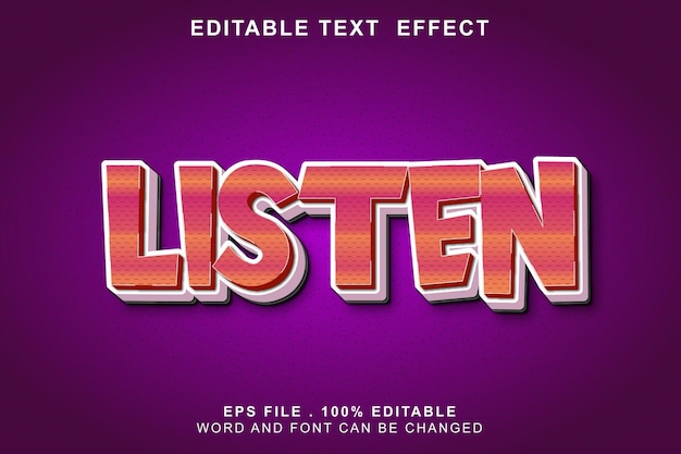 Vector text effect editable listen