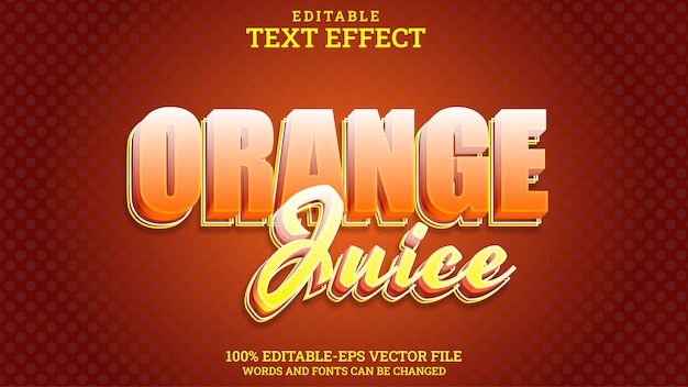 Vector text effect editable orange juice