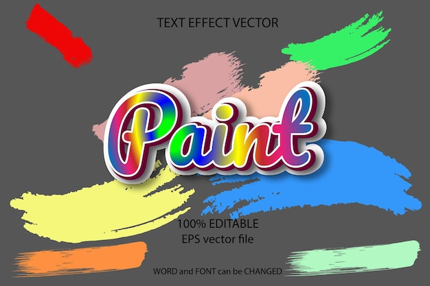 Vector text effect editable paint colorful