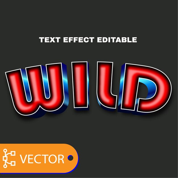 Vector text effect editable wild