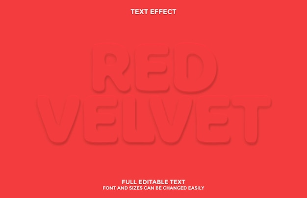 Vector text effect emboss red velvet