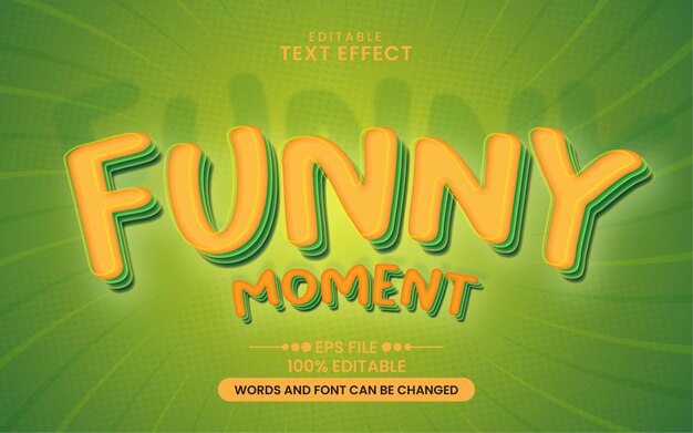 Text effect Funny theme style with green and orange color and halftone background style