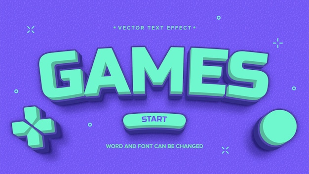 Text effect games style, flat color, neon color, arcade games