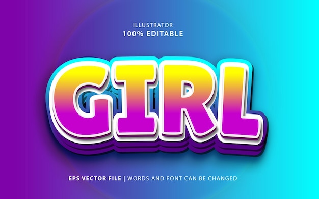 Text effect girl editable vector