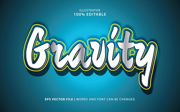 Text effect gravity editable free vector