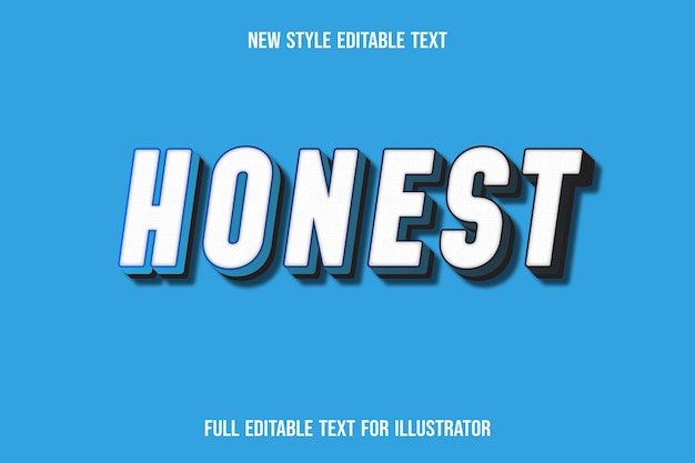 Text effect honest color white and blue gradient