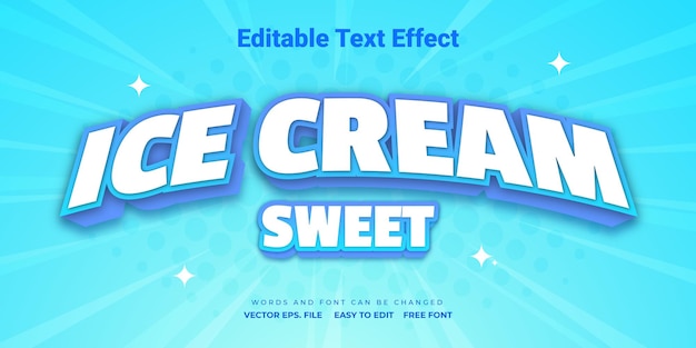 text effect ice cream on sky blue background