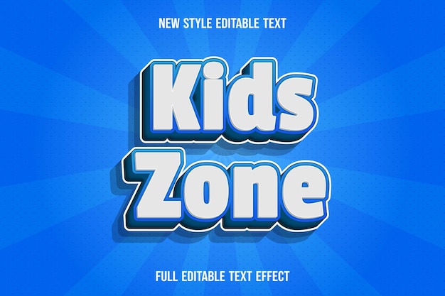 Text effect kids zone with color white and blue gradient