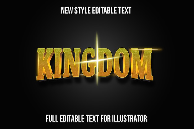 Vector text effect  kingdom color yellow and gold gradient