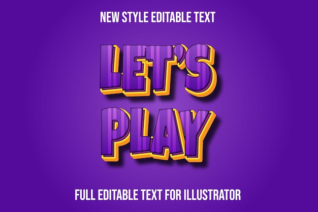 Text effect  let's play color purple and yellow gradient