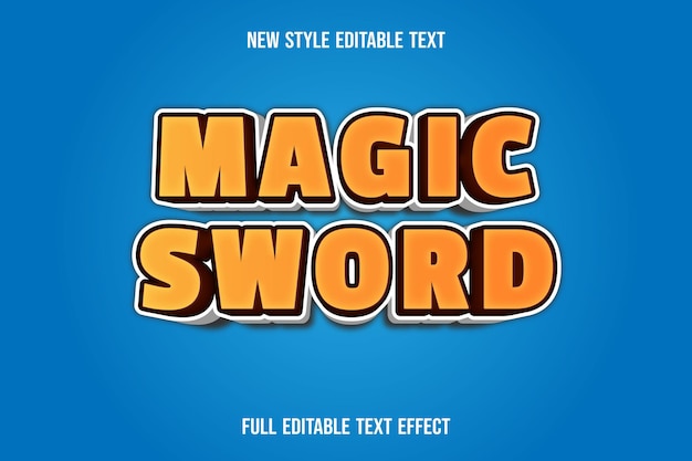 Text effect magic sword on brown and white gradient