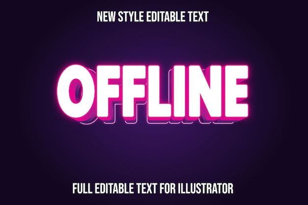 Text effect offline color white and pink gradient