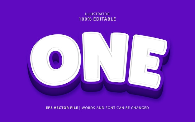 Text effect one purple editable free vector