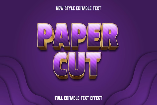 Vector text effect paper cut with color purple and gold gradient