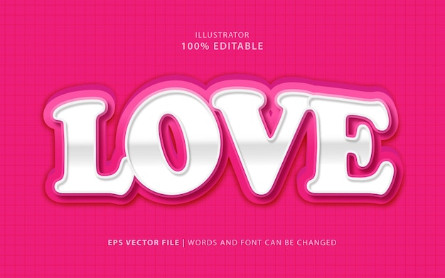 Text effect pink love editable free vector