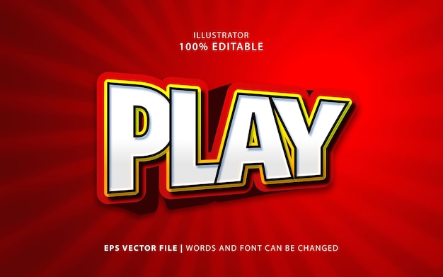 Text effect play editable free vector