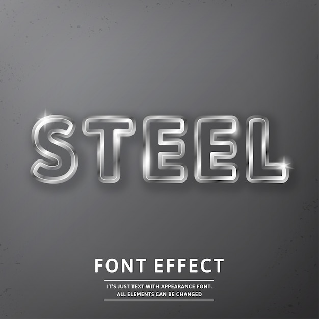 Text effect realistic steel or metal royal