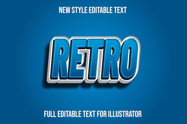 Text effect retro color blue and white gradient