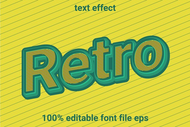 text effect retro yellow