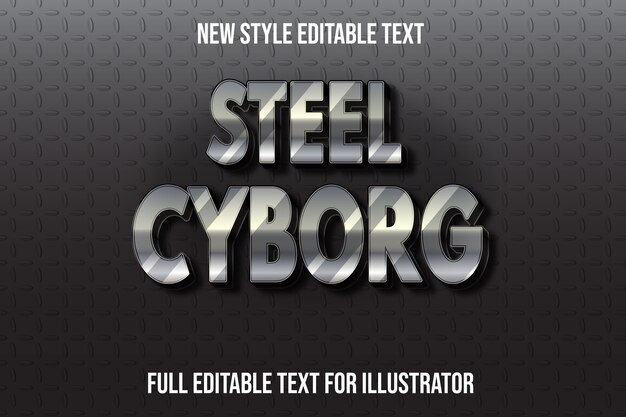 Testo effetto cyborg in acciaio colore grigio e nero sfumato