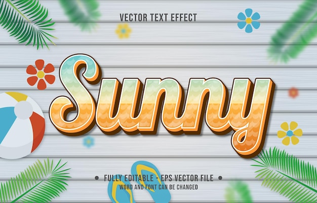 Vector text effect sunny gradient style with summer season theme background