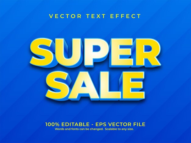 Text Effect Super Sale with blue background