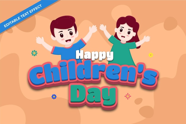 Text effect template happy children's day