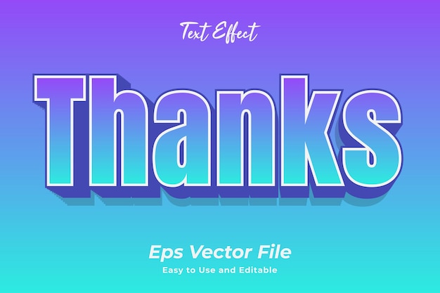 Vector text effect thanks editable