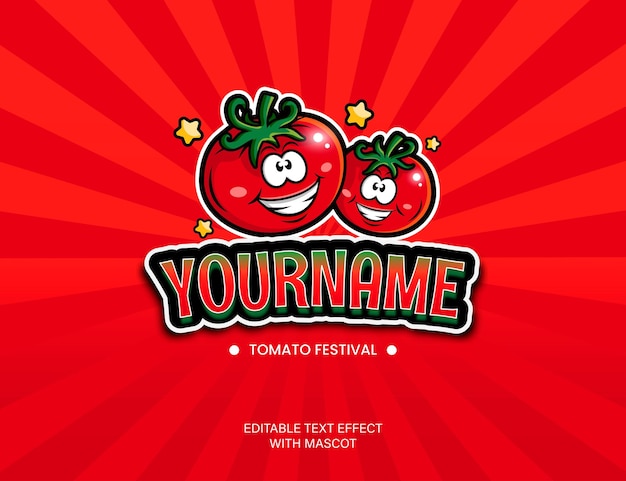 Text effect of tomato festiva theme with mascot